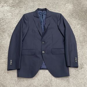 Hackett London May Fair Premium Wool Blazer Suit Jacket Mens 38R Navy Blue Plaid